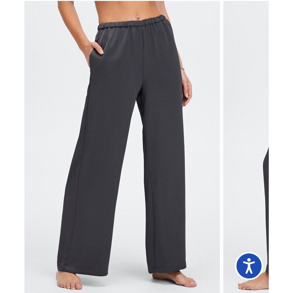 New Fabletics Pewter Gray EcoSatin Smooth Pajama Pj Pants Women’s Size Small